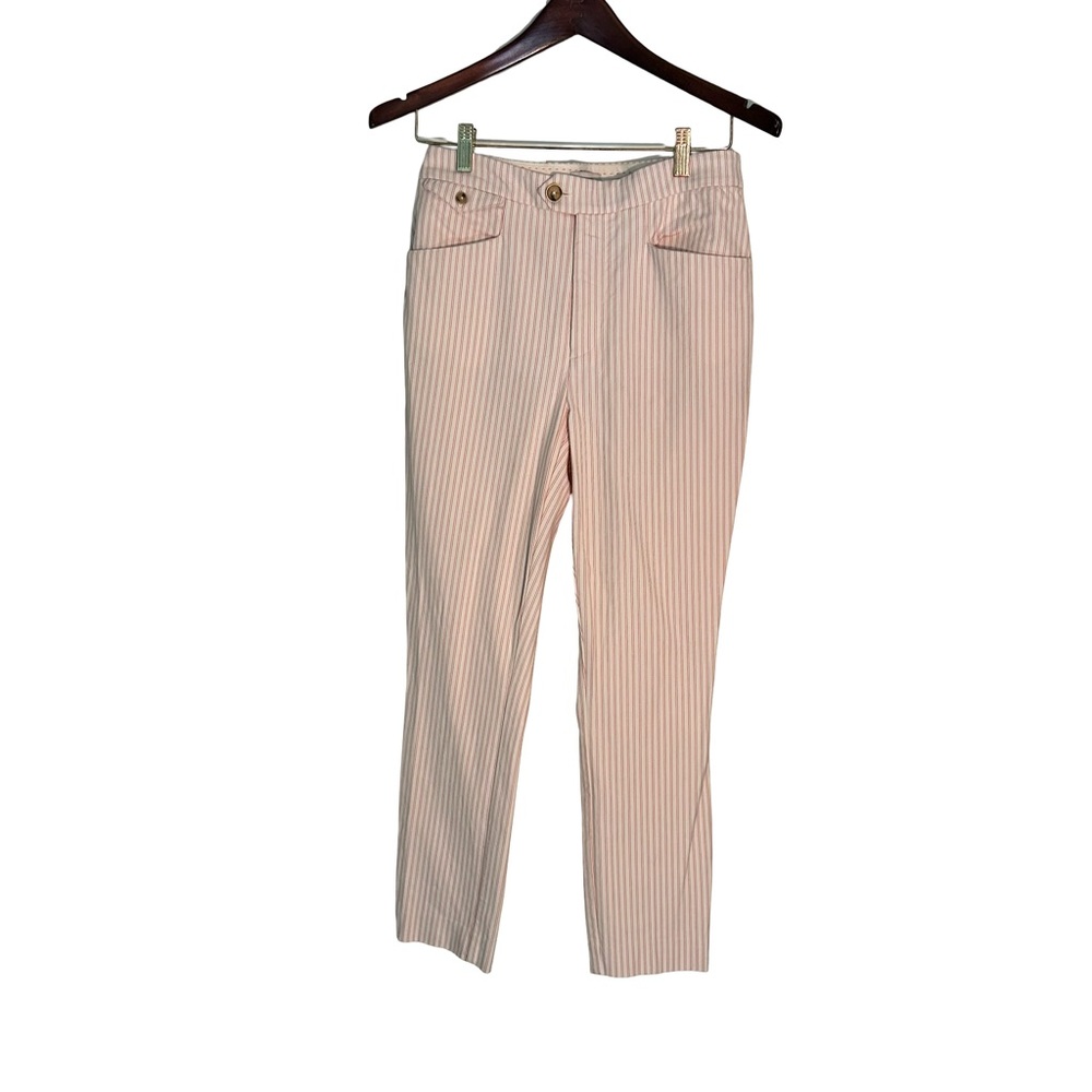 Anthropologie Pink Striped Straight Leg Jeans